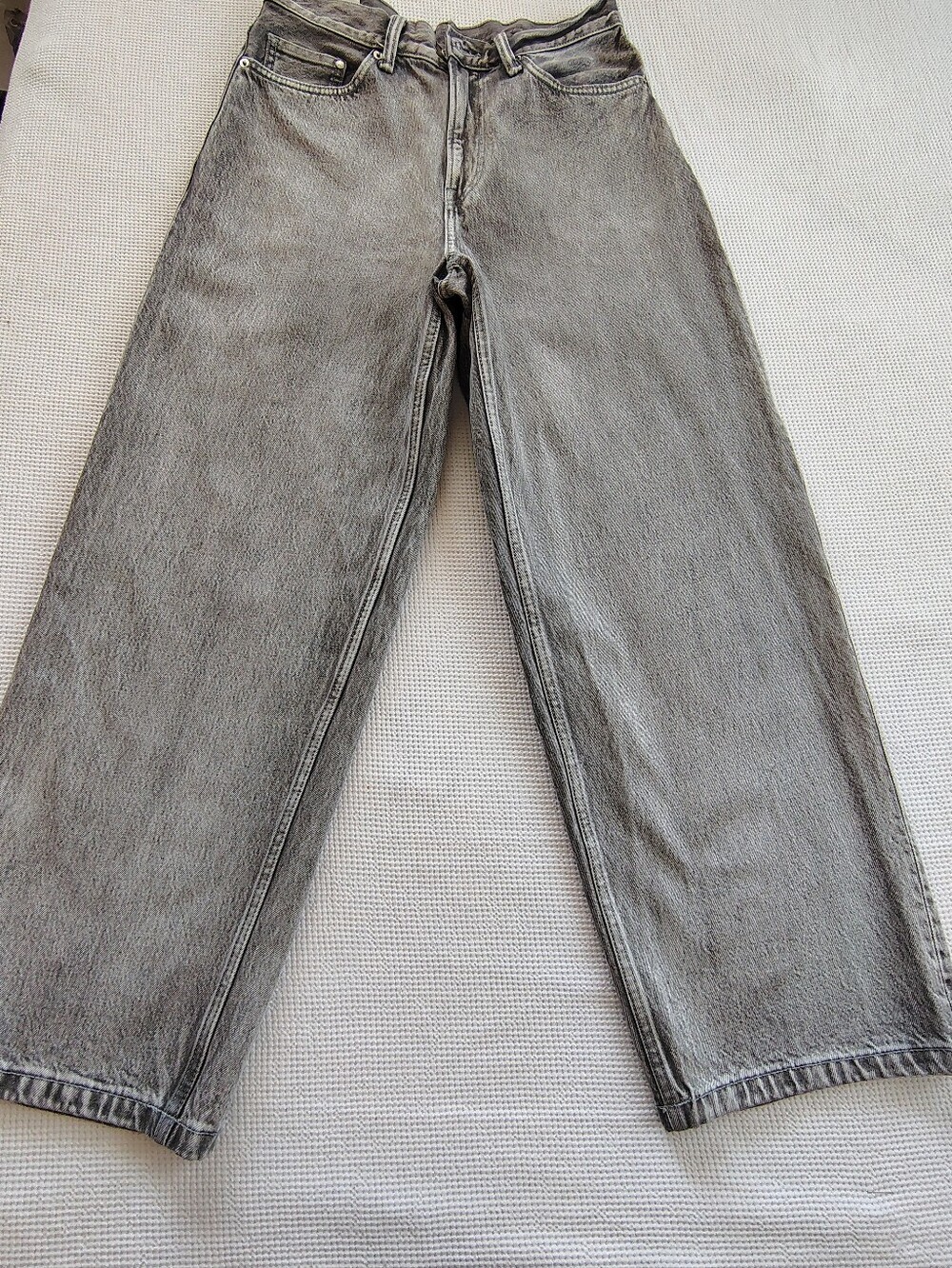 H&M Men’s Washed Grey Baggy Wide Leg Jeans - Size 30x32